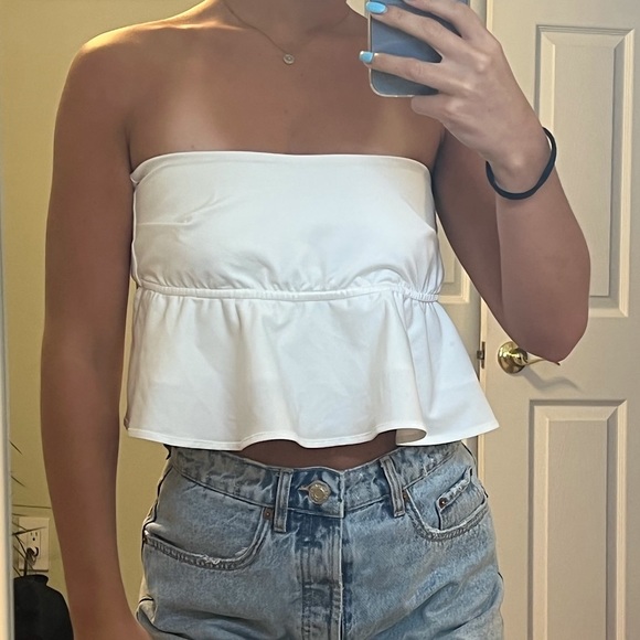 Tiger Mist Tops - Ruffle Crop Top White